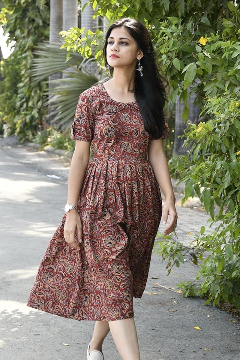 Get Intricate Kalamkari Print Maxi Dress at  3000 | LBB Shop