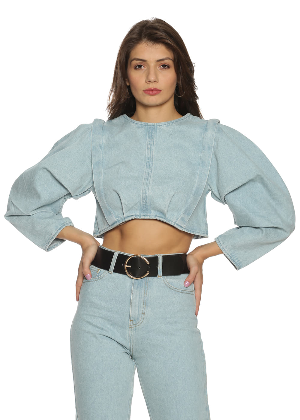 BLUE DENIM CROP TOP main image 1