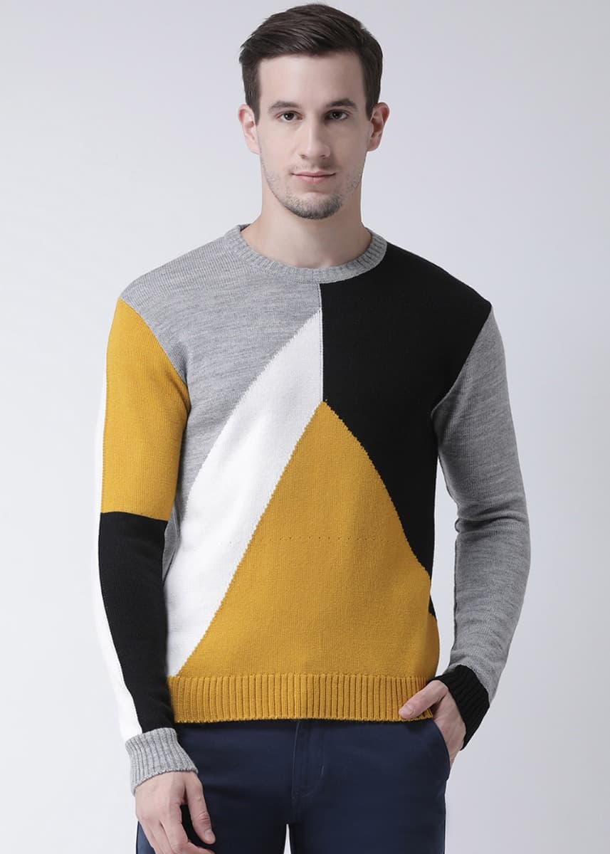 Get Colorblocked Round Neck Sweater at ₹ 1299 LBB Shop