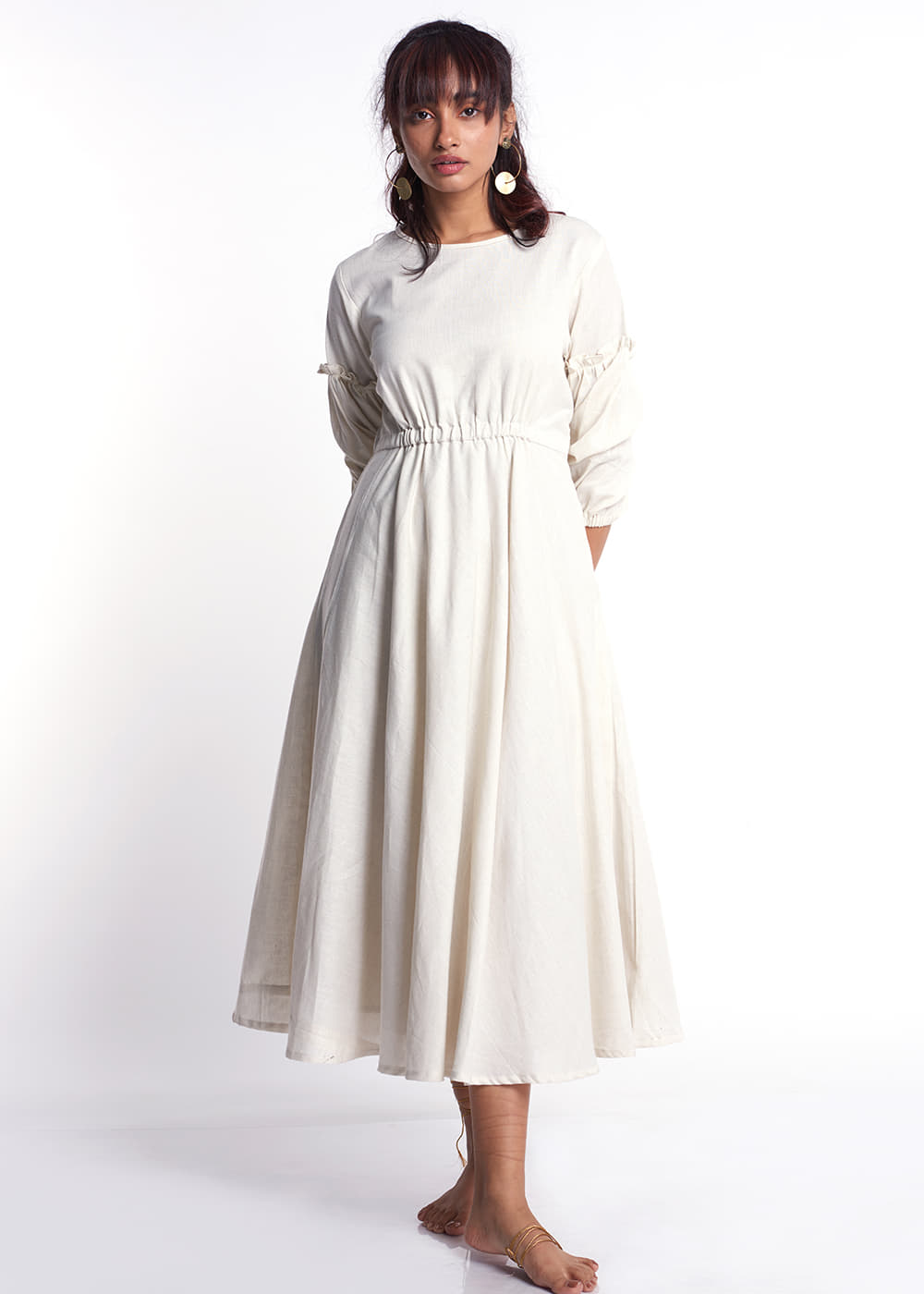Get White Flared Cotton One Piece Dress at  2450 | LBB Shop