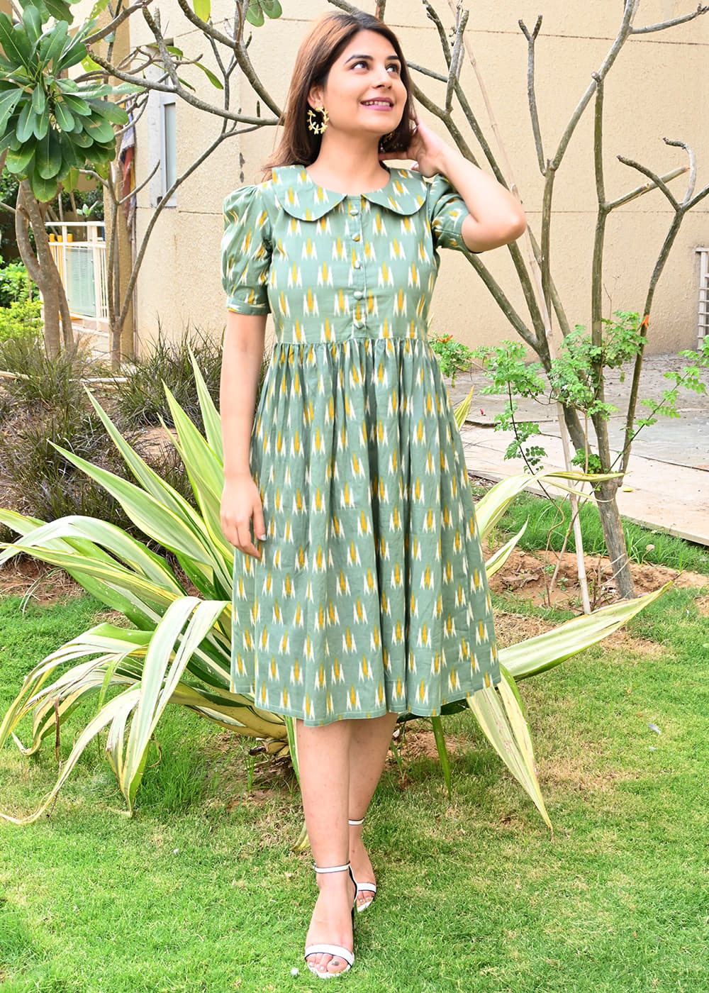 summer flare dress for women Self Tie Belt Flare Summer Midi Dress – Bella Chica