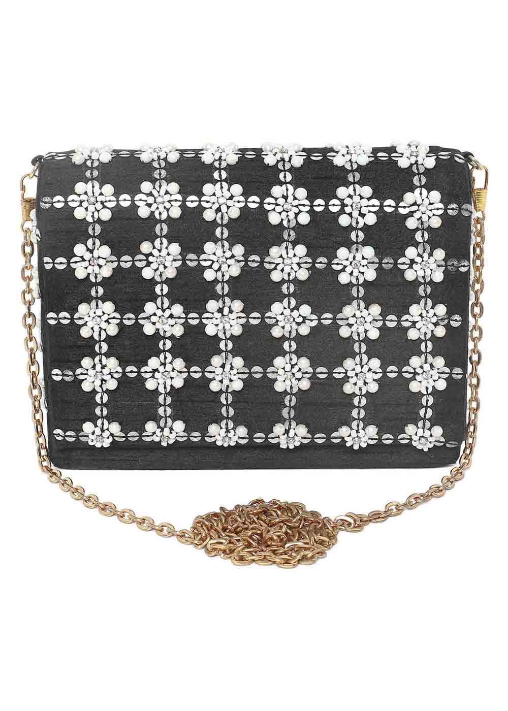 Get Contrast Floral Embroidered Black Clutch at ₹ 2000 | LBB Shop