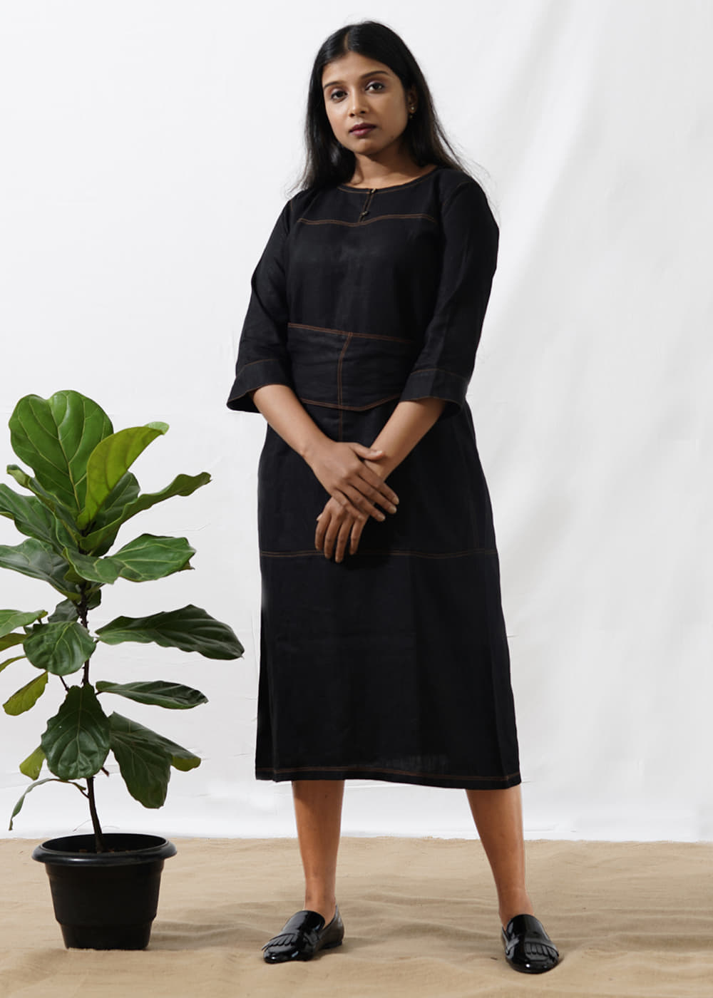 black denim dress white stitching TRAVILLA Black Denim Cocktail Dress with Jacket and White Stitching Size 8 - 10 For Sale at 1stDibs