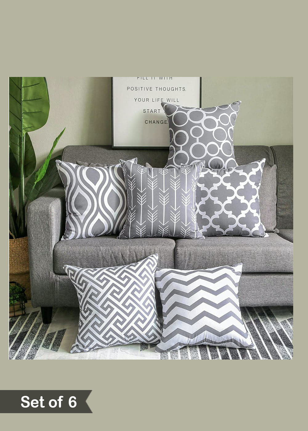 Get Grey Geometric Printed Velvet Cushion Cover Set of at ₹ 664